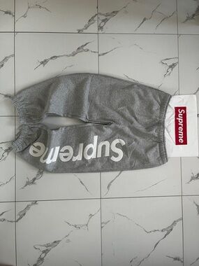 Supreme Grey Sweatpants with White Side Logo